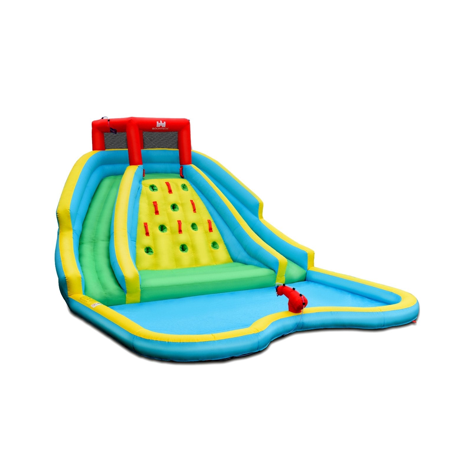 Double Side Inflatable Water Slide Park with Climbing Wall for Outdoor Without Blower, Blue Bounce House   at Gallery Canada