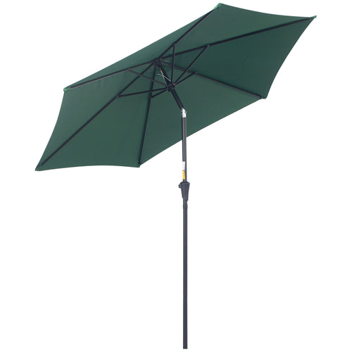 8.5FT Patio Umbrella, Round Garden Parasol with 6 Ribs, Market Sunshade Tilt Canopy w/ Crank Handle for Outdoor, Green