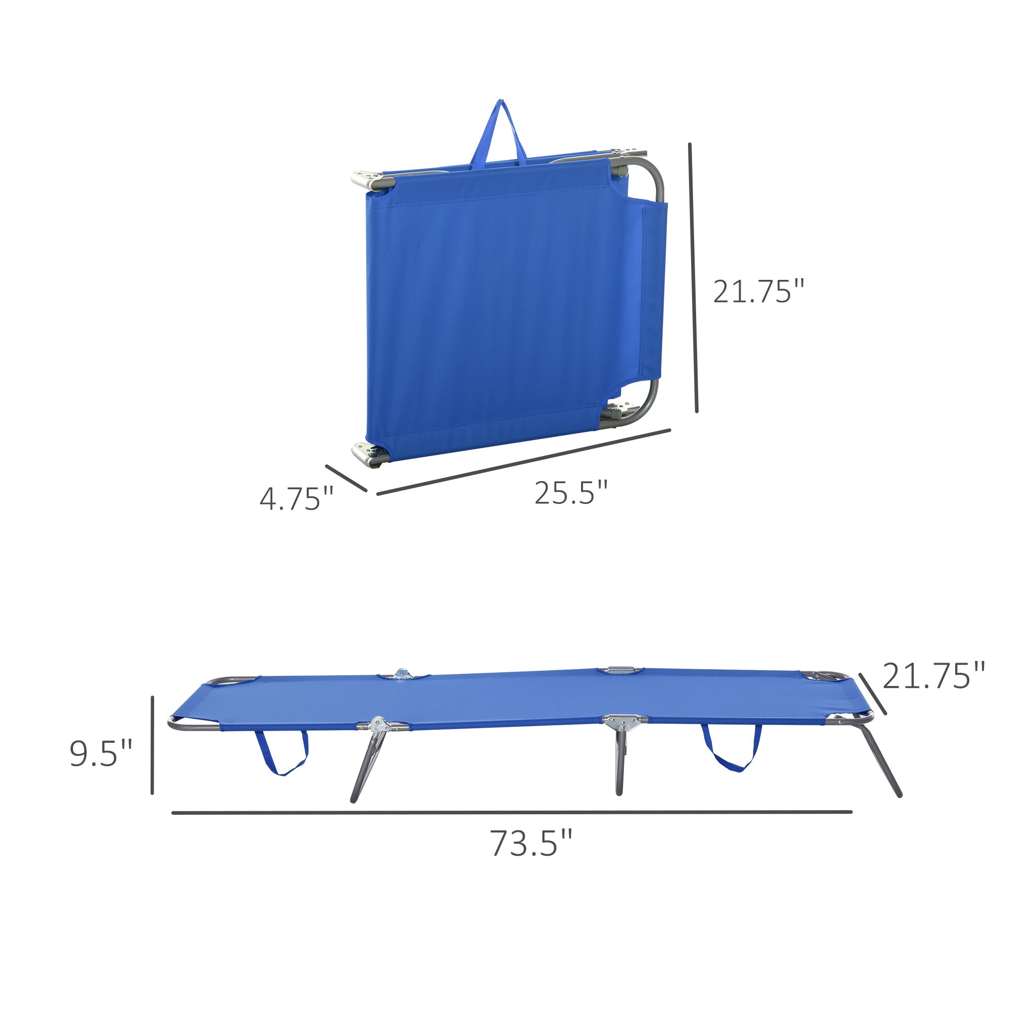 Folding Outdoor Lounge Chair, Portable Reclining Beach Lounger with Breathable Mesh Fabric, Sun Lounge Bed Camping Cot for Patio, Garden, Poolside, Blue Lounger Chairs at Gallery Canada