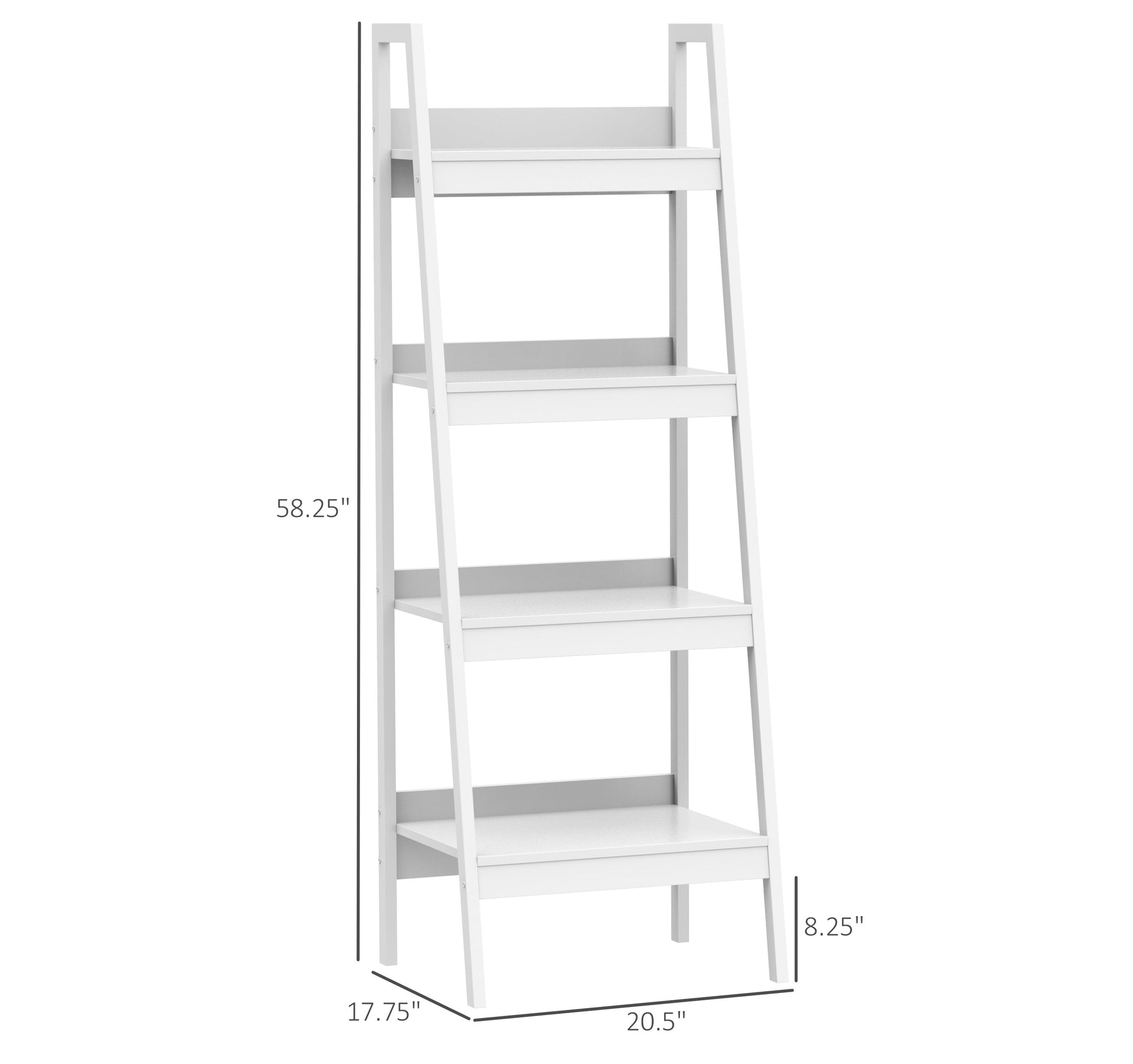 Set of 2, 4 Tier Ladder Shelf Bookcase, Multi-Use Display Rack, Storage Shelving Unit Display Stand, Flower Plant Stand, Home Office Furniture, White Display Bookshelves   at Gallery Canada