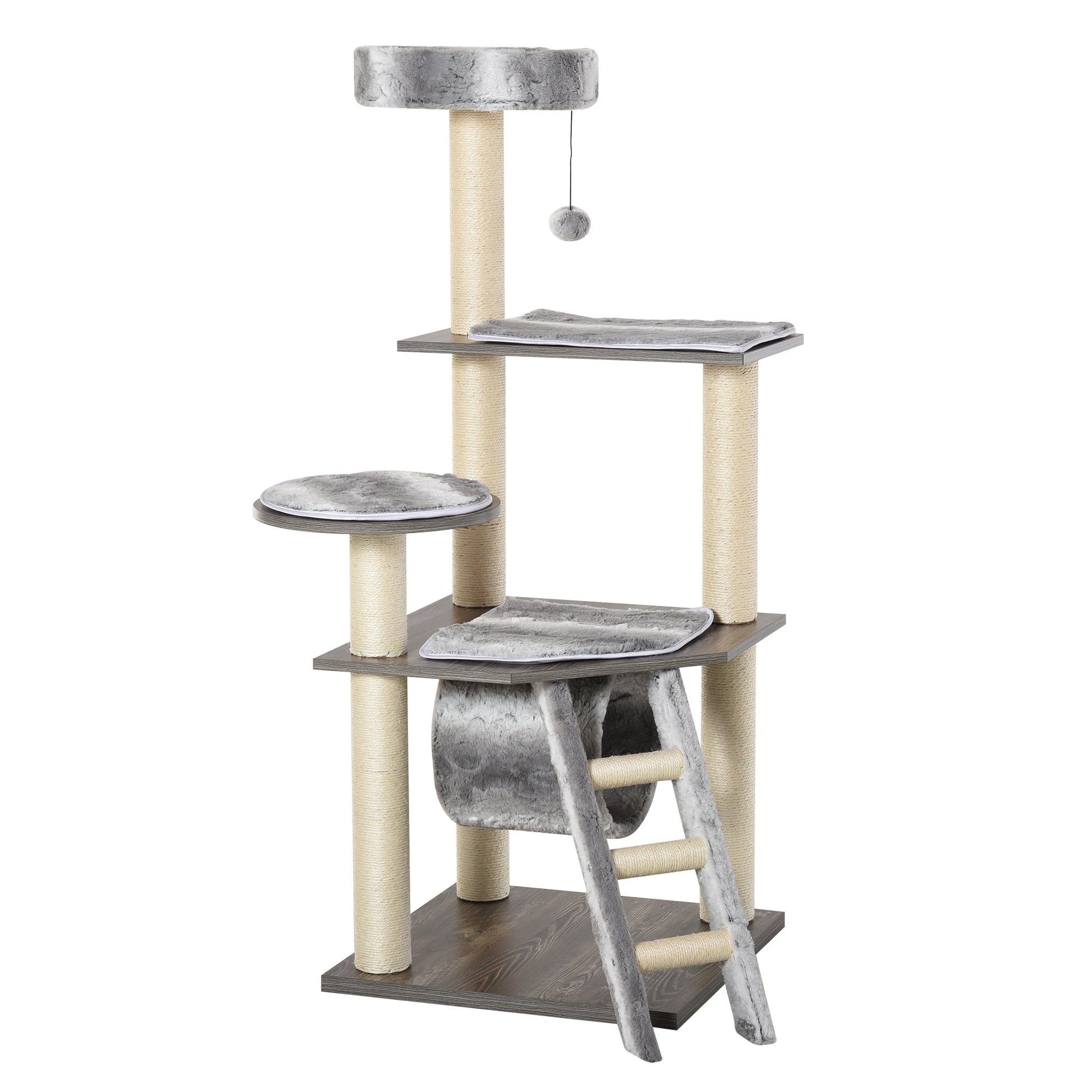 Cat tree Tower Climbing Kitten Activity Center Furniture with Sisal Scratching Post Tunnel Ladder Perch Hanging Balls 21.25" x 21.25" x 52.25" Cat Towers   at Gallery Canada