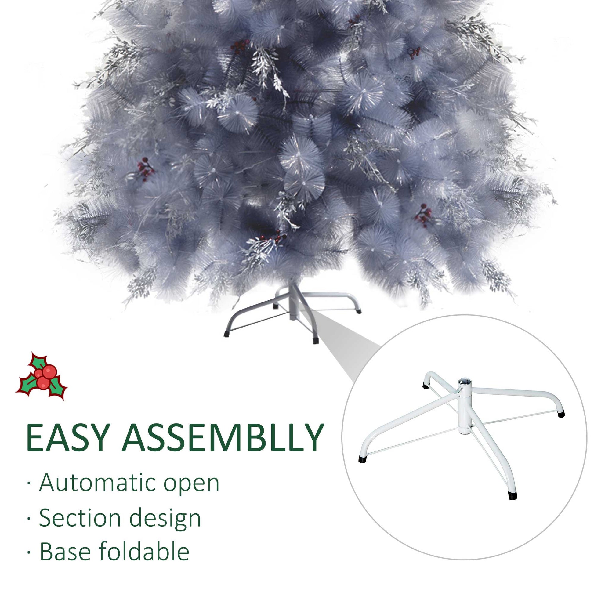 7FT Christmas Tree Artificial Classic Tree Holiday Indoor Decoration, with metal Support 499 Tips, Grey - Gallery Canada