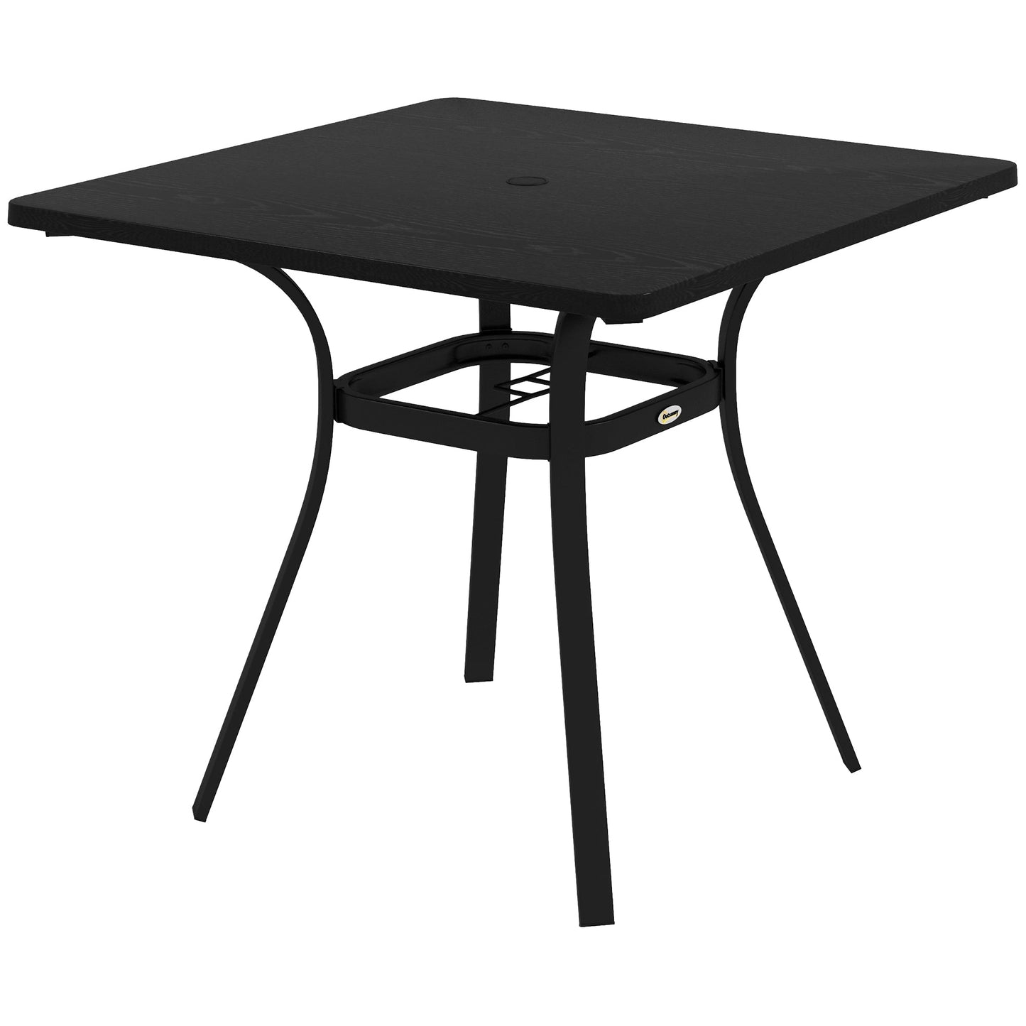 Rectangle Patio Dining Table for 4 People with Steel Legs, Metal Tabletop for Garden, Backyard, Lawn, Balcony, Black Patio Dinning Tables Black  at Gallery Canada