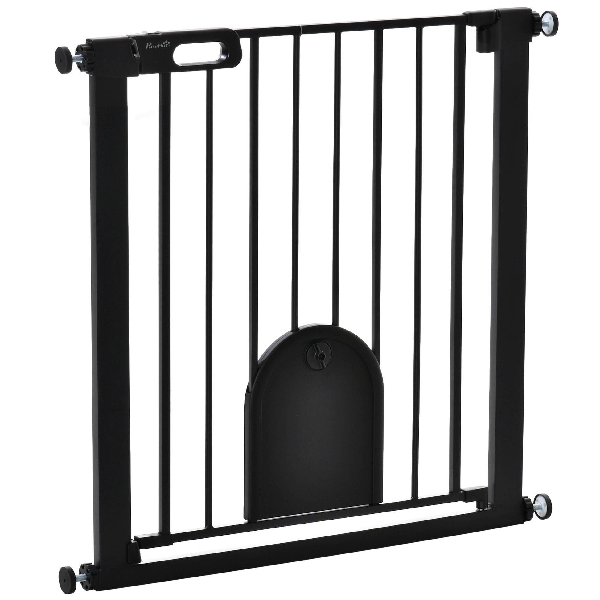 30"-32" Extra Wide Pet Gate Barrier with Small Door, Black Houses, Kennels & Pens   at Gallery Canada