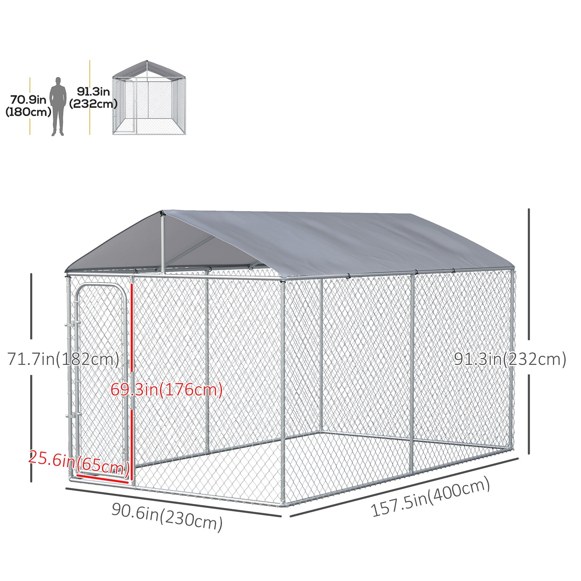 Dog Kennel Outdoor, Heavy Duty Playpen with Secure Lock, Cover, for Backyard &; Patio, 13.1' x 7.5' x 7.5' Houses, Kennels & Pens   at Gallery Canada