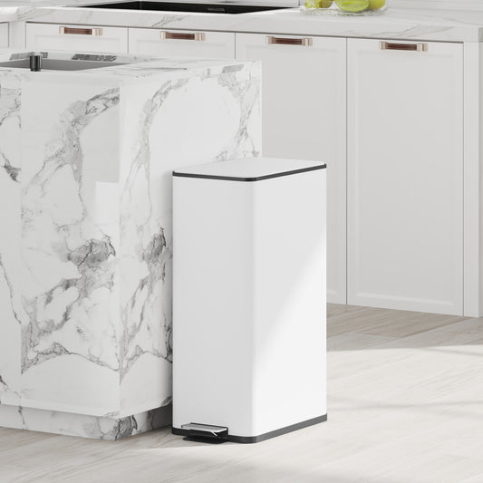 5.3 Gallon Stainless Steel Kitchen Garbage Can with Soft-close Lid, Foot Pedal, Fingerprint-Proof, White Household Supplies at Gallery Canada