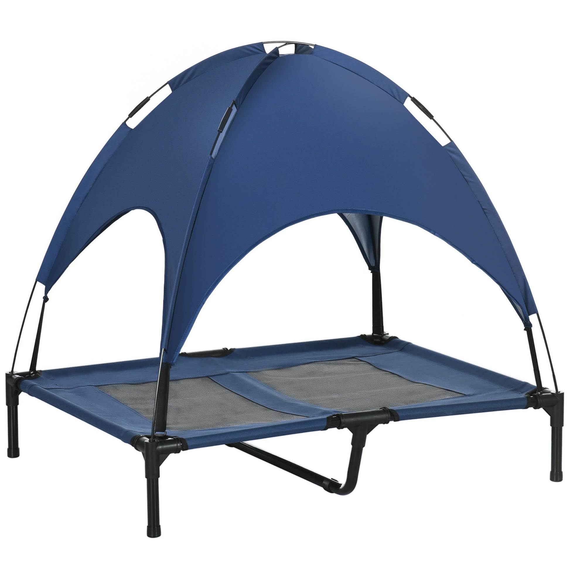 Elevated Dog Bed with Canopy, Portable Raised Dog Cot for L Sized Dogs, Indoor &; Outdoor, 36" x 30" x 35", Dark Blue Elevated Dog Beds Multi Colour  at Gallery Canada