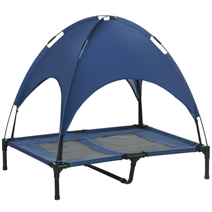 Elevated Dog Bed with Canopy, Portable Raised Dog Cot for L Sized Dogs, Indoor &; Outdoor, 36" x 30" x 35", Dark Blue Elevated Dog Beds Multi Colour  at Gallery Canada