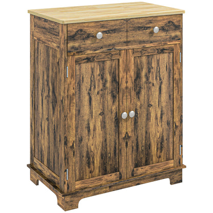 Kitchen Storage Cabinet with Adjustable Shelf, 2 Drawers and 2 Doors, Sideboard Buffet Cabinet, Rustic Brown Storage Cabinets   at Gallery Canada