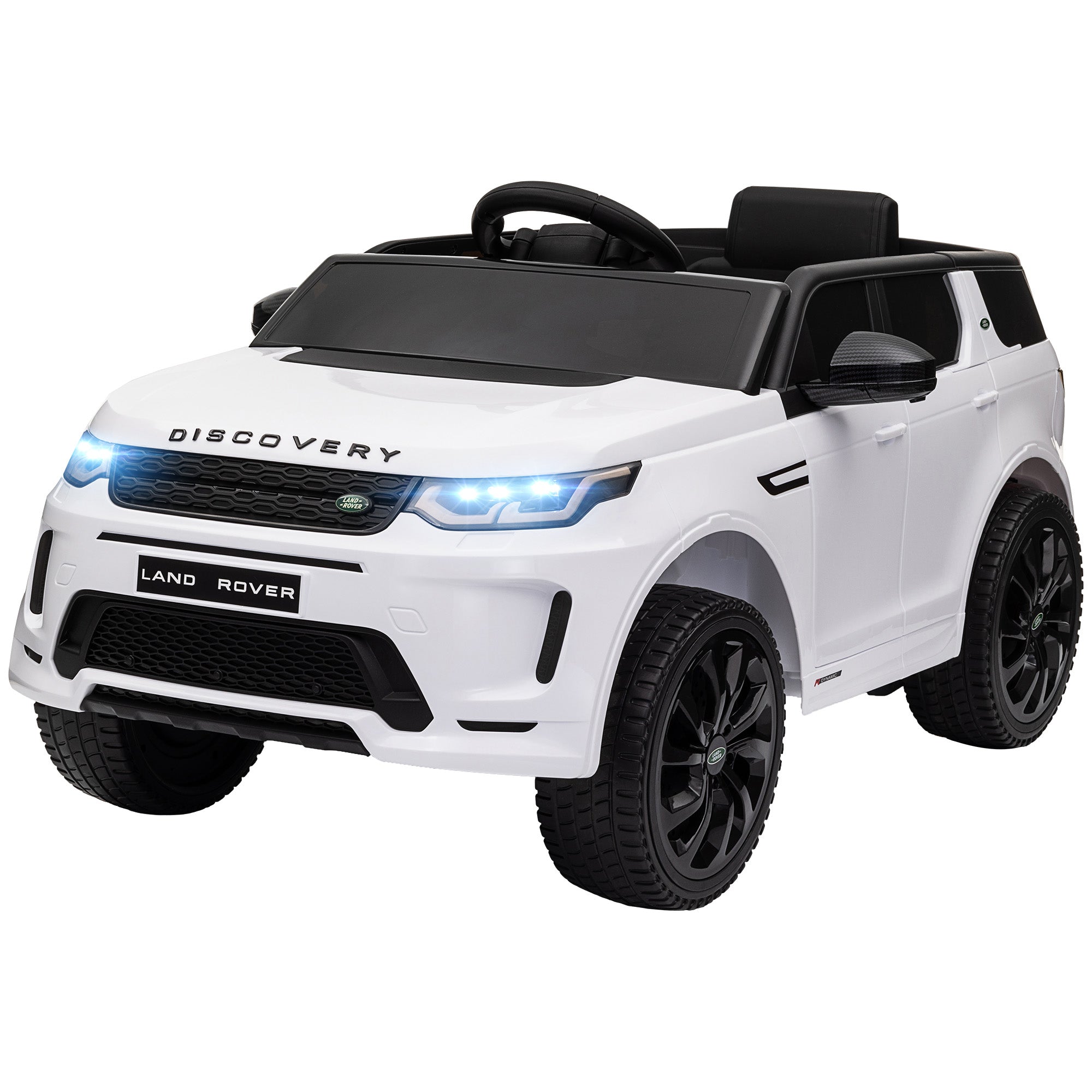 Land Rover Discovery Sport Licensed 12V Ride on Car w/ Remote, Soft Start, LED Lights, Music Horn, White Electric Toy Cars   at Gallery Canada