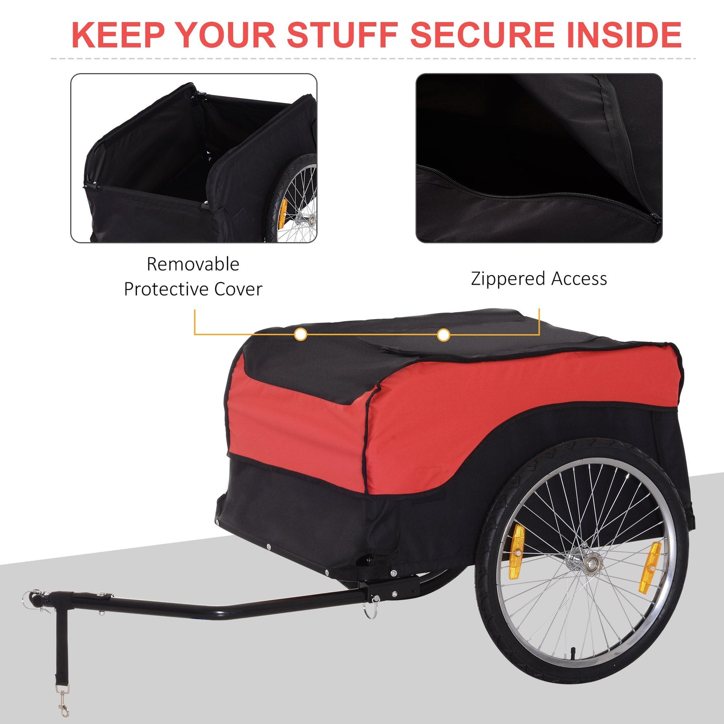 Bike Cargo Trailer Bicycle Luggage Carrier Cart with Cover Black Red Bike Cargo Trailers   at Gallery Canada