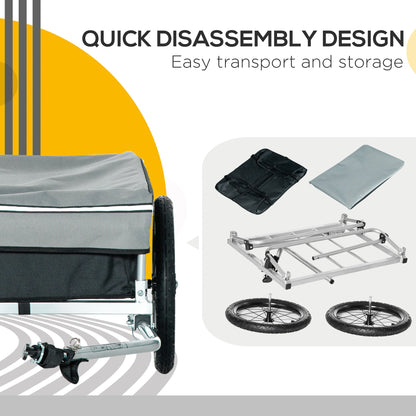 Outdoor Bike Cargo Trailer, Foldable Bicycle Luggage Wagon, Triple Safety, 16" Wheels, Removable Cover, Black and Grey Bike Cargo Trailers   at Gallery Canada