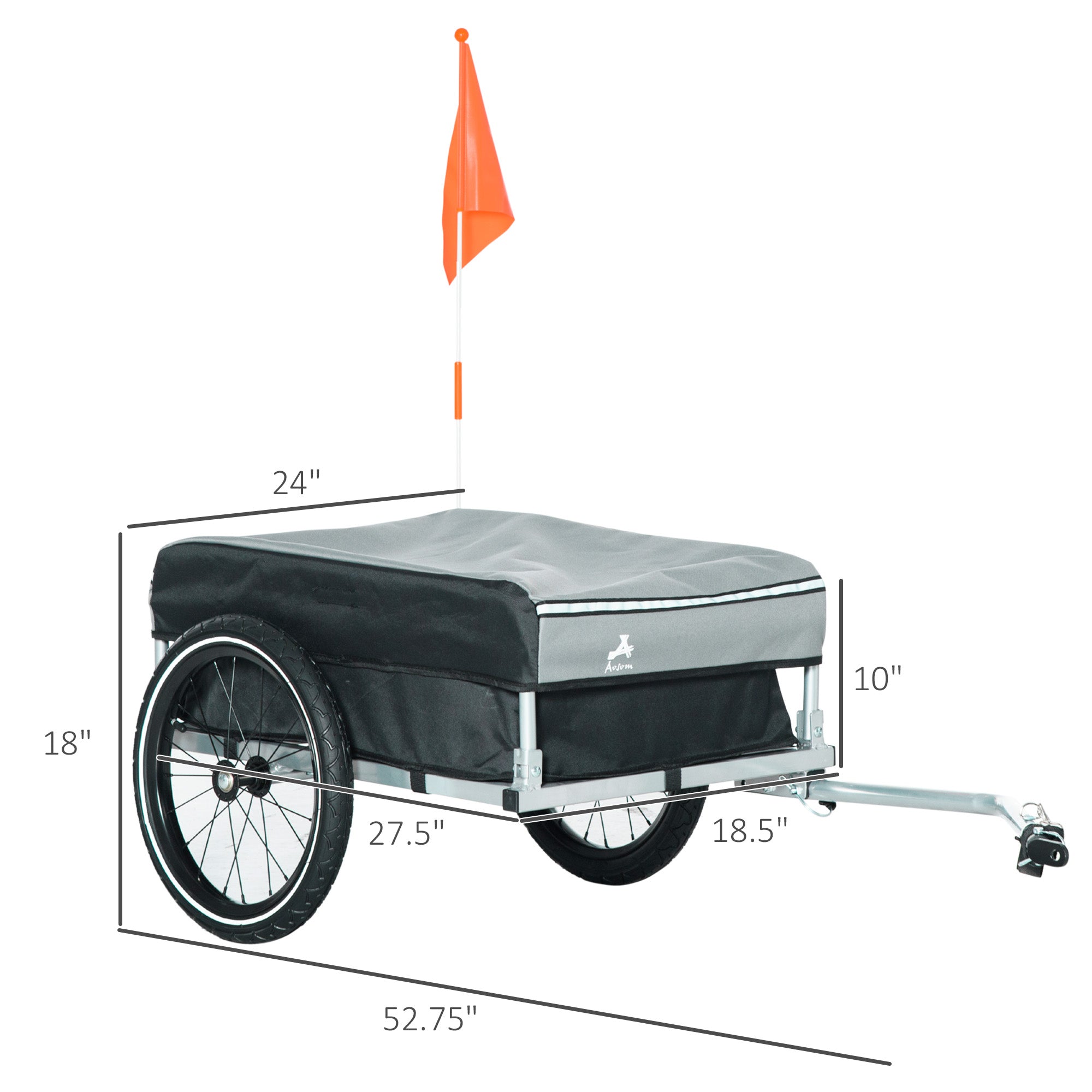 Outdoor Bike Cargo Trailer, Foldable Bicycle Luggage Wagon, Triple Safety, 16