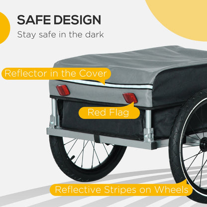 Outdoor Bike Cargo Trailer, Foldable Bicycle Luggage Wagon, Triple Safety, 16" Wheels, Removable Cover, Black and Grey Bike Cargo Trailers   at Gallery Canada