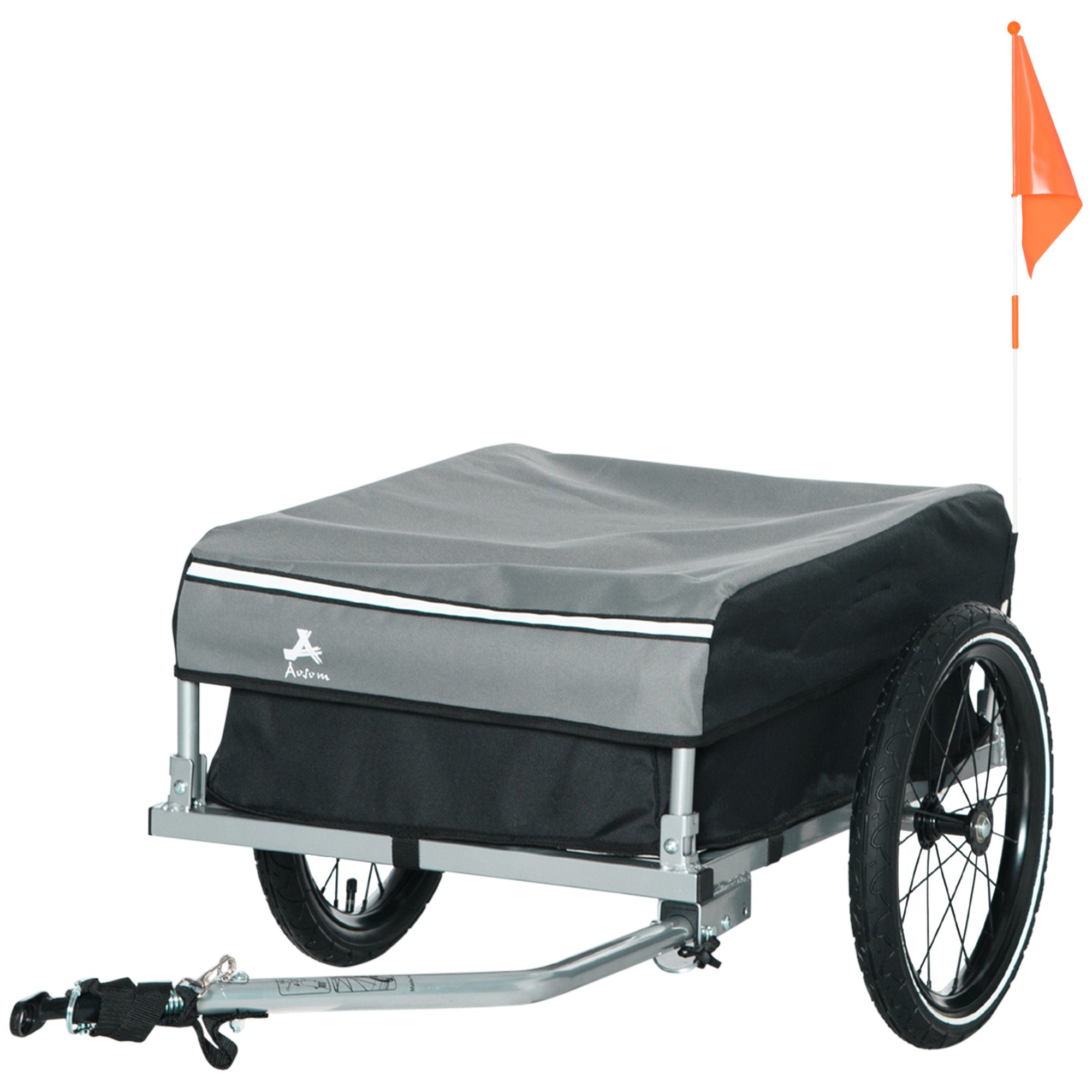 Outdoor Bike Cargo Trailer, Foldable Bicycle Luggage Wagon, Triple Safety, 16