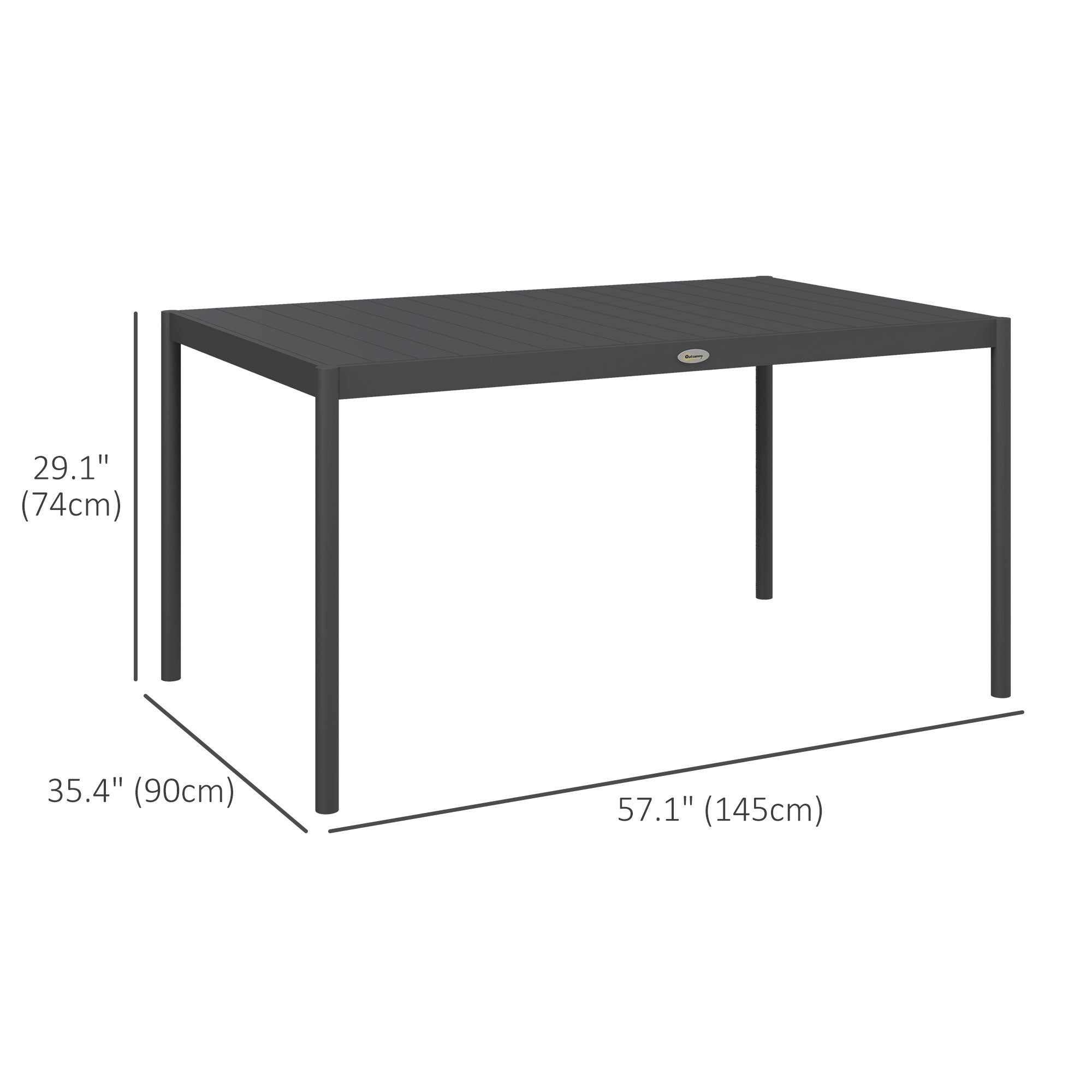 Outdoor Dining Table w/ Aluminium Frame, Garden Table, 57