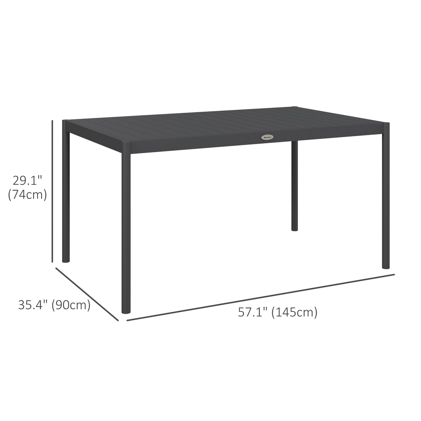 Outdoor Dining Table w/ Aluminium Frame, Garden Table, 57", Dark Grey Patio Dinning Tables   at Gallery Canada