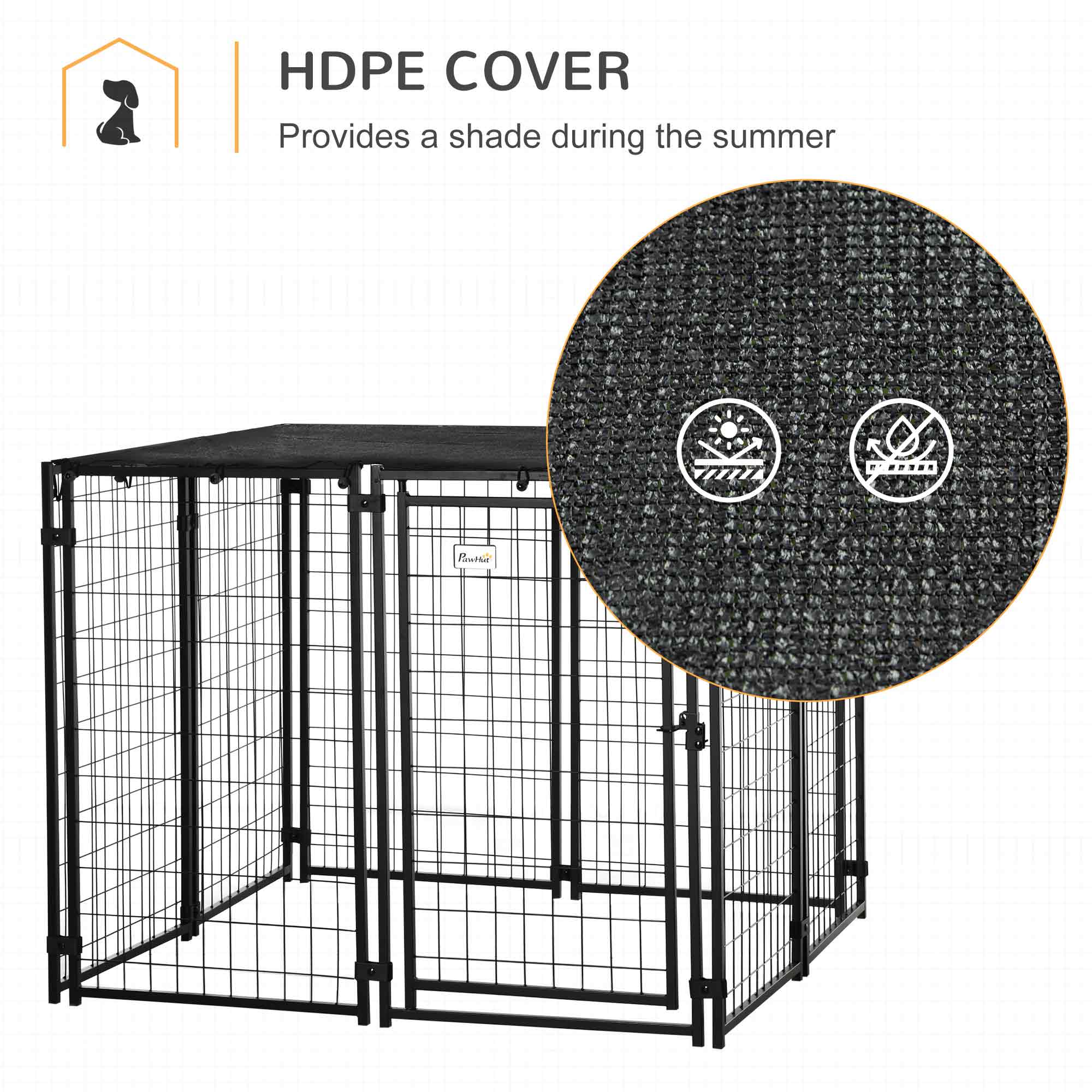 Outdoor Dog Kennel, Lockable Pet Playpen Crate with Top Cover, Black Houses, Kennels & Pens   at Gallery Canada