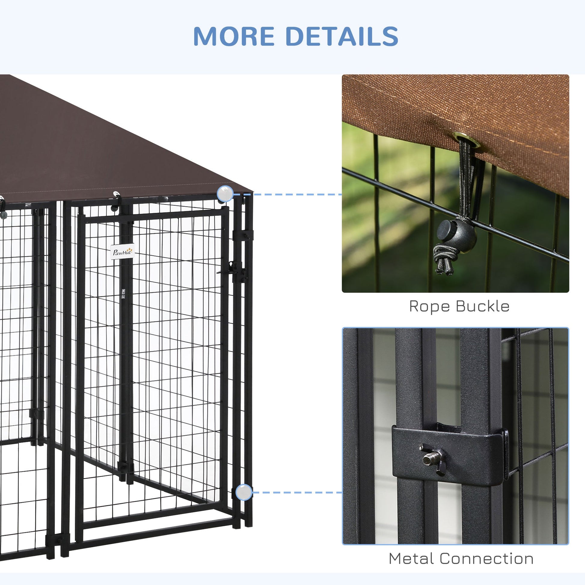 Outdoor Dog Kennel, Welded Wire Steel Fence, Lockable Pet Playpen Crate, with Water-, UV-Resistant Canopy Top, Door, 4.6ft x 4.6ft x 5ft, Black Houses, Kennels & Pens   at Gallery Canada