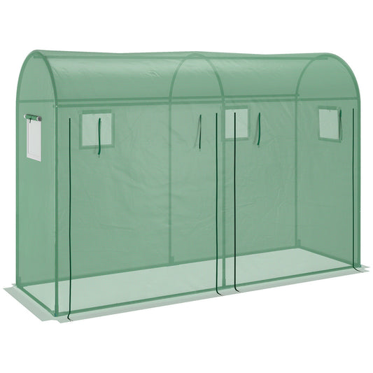 Outdoor Garden Greenhouse, Steel Greenhouse tent with 2 Doors and 4 Windows for Backyard, Patio, 9.8'x3.3'x6.6', Green - Gallery Canada