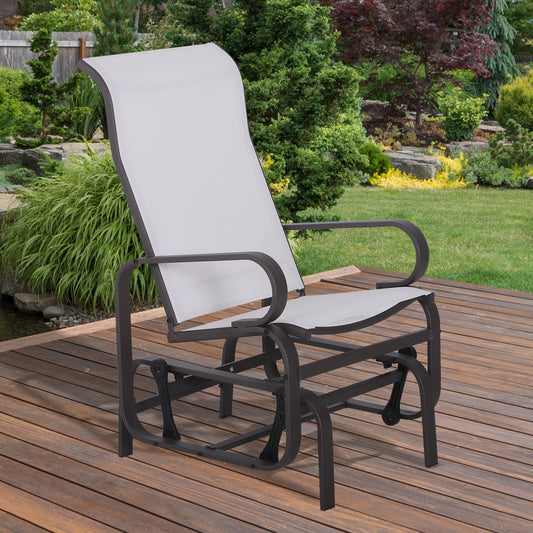 Outdoor Mesh Glider Swing Chair Patio Garden Rocking Gliding Seat Yard Porch Furniture, Brown Beige - Gallery Canada