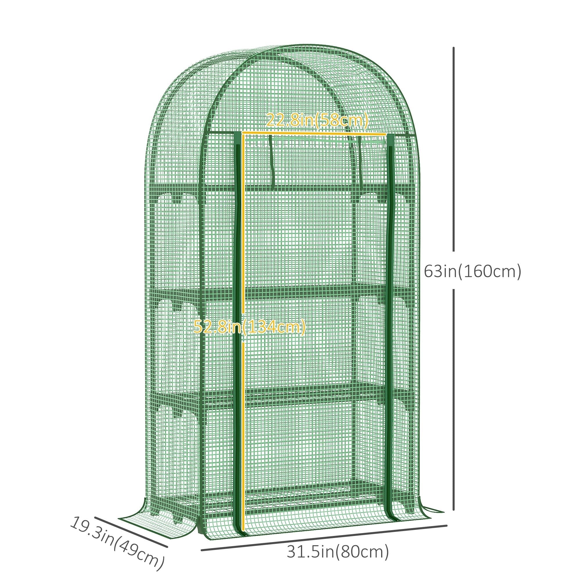 Outdoor Mini Greenhouse, Portable Green House with Storage Shelves, Zippered Door, PE Cover, 31.5