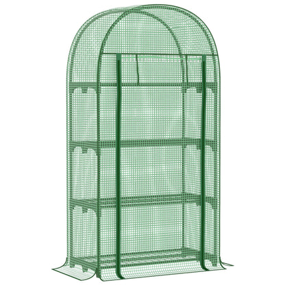 Outdoor Mini Greenhouse, Portable Green House with Storage Shelves, Zippered Door, PE Cover, 31.5" x 19.3" x 63", Green Mini Greenhouses Green  at Gallery Canada