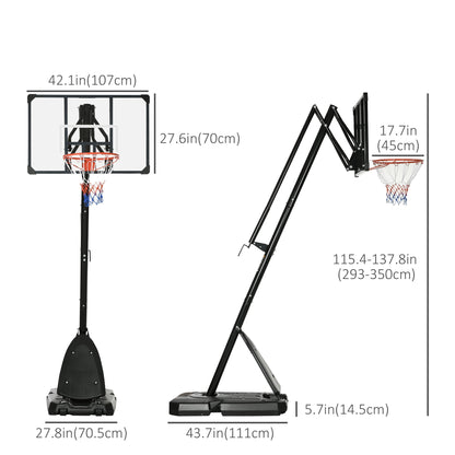 Outdoor Portable Basketball Hoop and Stand with Backboard Weighted Base Wheels, 115.4"-137.8" Height Adjustable Basketball   at Gallery Canada