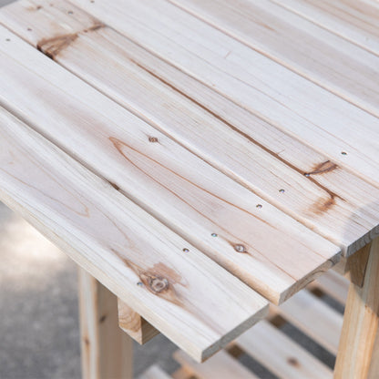 Wooden Potting Bench with Sliding Tabletop, Storage Shelf, Dry Sink, Natural Potting Benches & Tables   at Gallery Canada