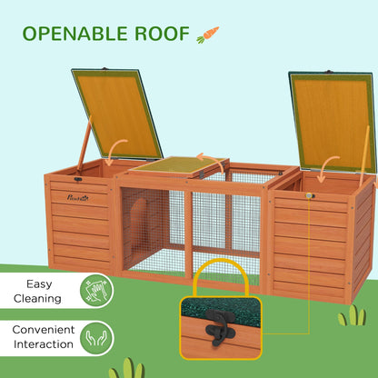 Outdoor Rabbit Cage Wooden Rabbit Hutch with Double Main House, Openable Tops, Asphalt Roofs for 1-2 Rabbits, Orange Rabbit Hutch   at Gallery Canada