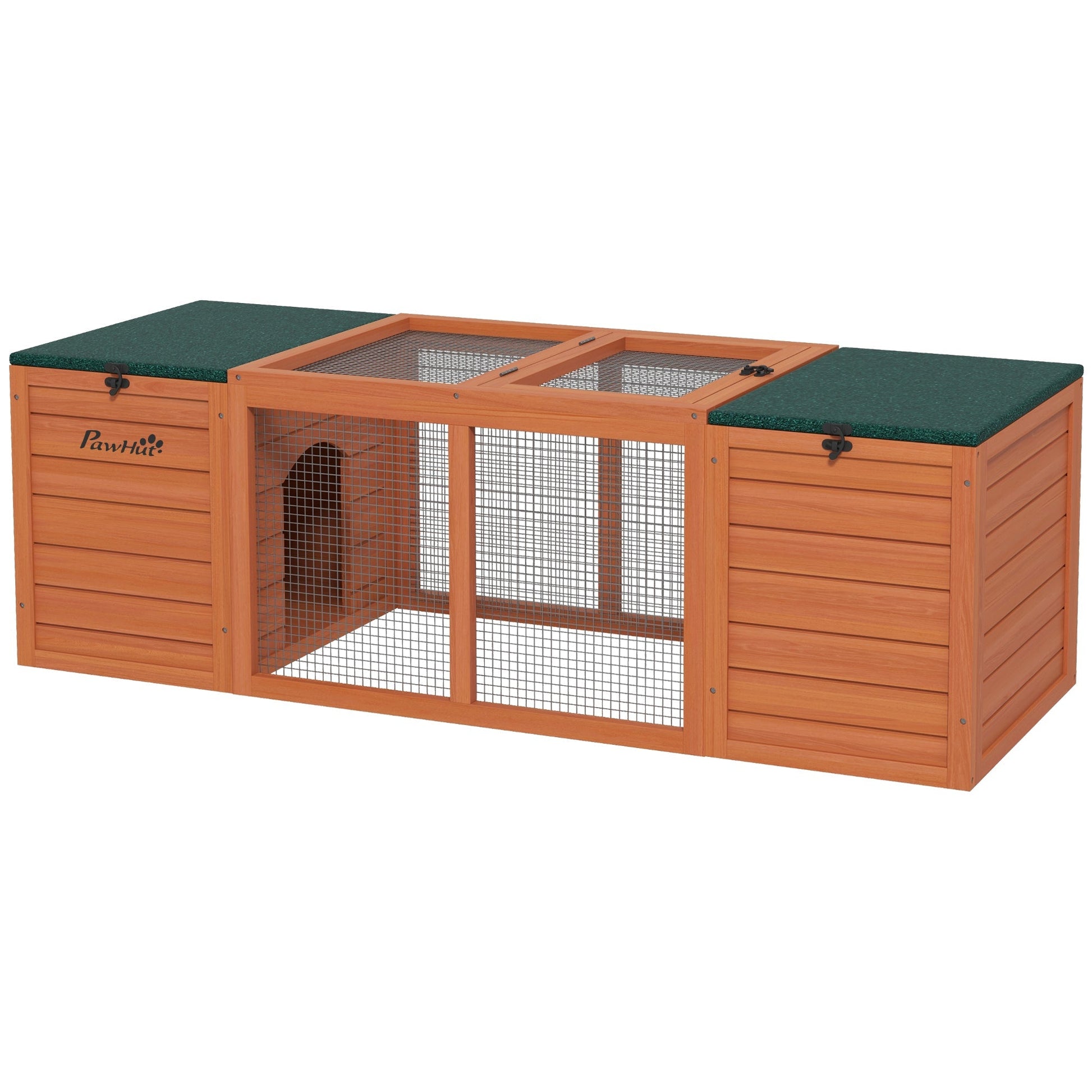 Outdoor Rabbit Cage Wooden Rabbit Hutch with Double Main House, Openable Tops, Asphalt Roofs for 1-2 Rabbits, Orange Rabbit Hutch Multi Colour  at Gallery Canada