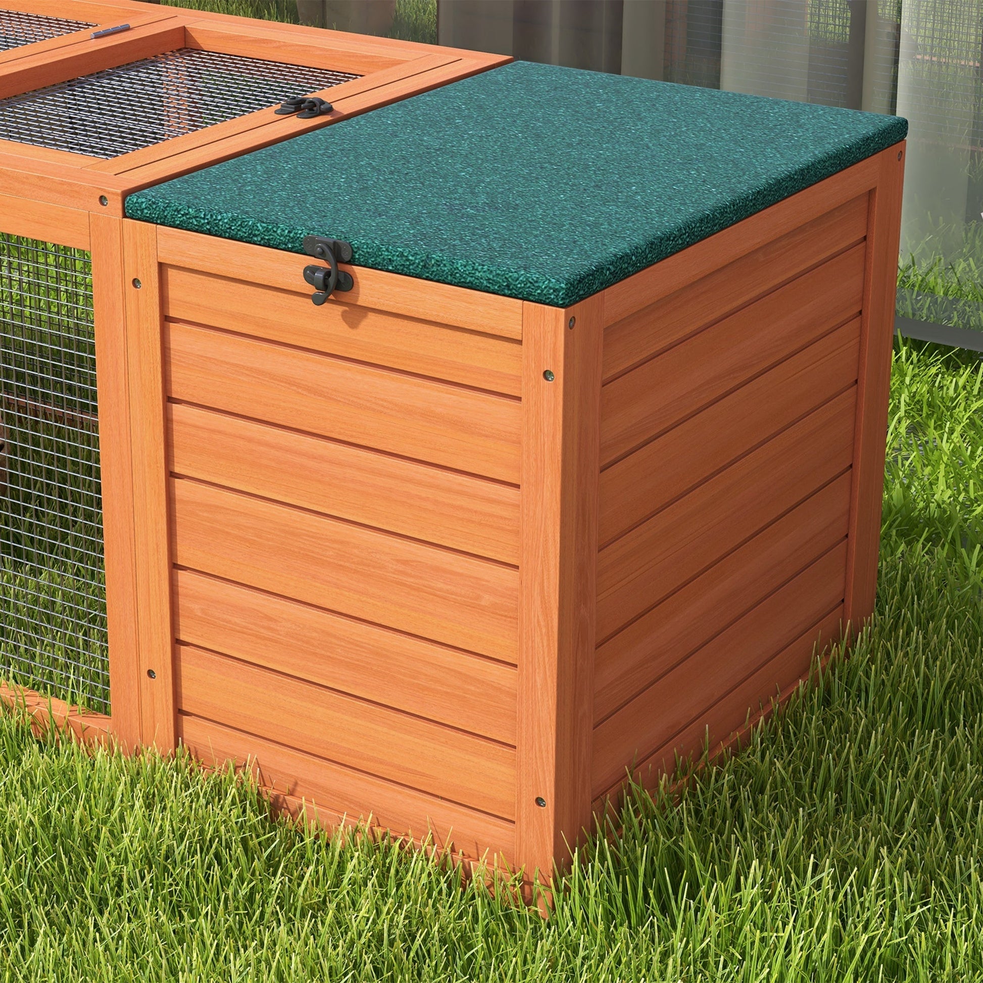 Outdoor Rabbit Cage Wooden Rabbit Hutch with Double Main House, Openable Tops, Asphalt Roofs for 1-2 Rabbits, Orange Rabbit Hutch   at Gallery Canada