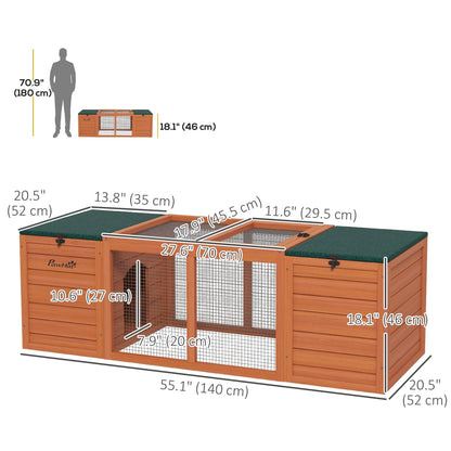 Outdoor Rabbit Cage Wooden Rabbit Hutch with Double Main House, Openable Tops, Asphalt Roofs for 1-2 Rabbits, Orange Rabbit Hutch   at Gallery Canada