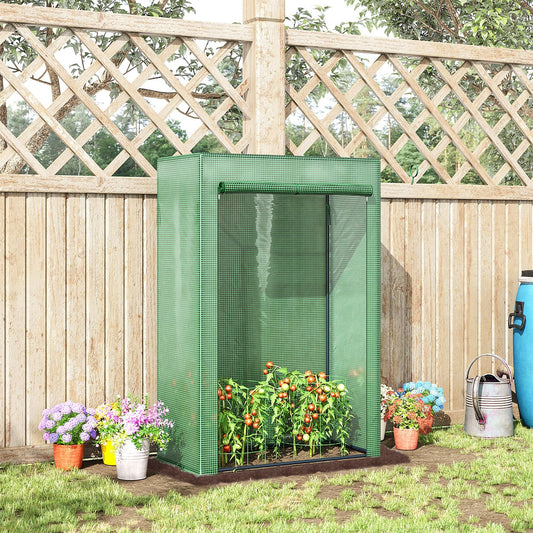 Outdoor Steel Walk-in Garden Greenhouse Plant Warm House w/ Roll up Door, PVC Cover, 40"L x 20"W x 59"H, Green Walk In Greenhouses Green  at Gallery Canada