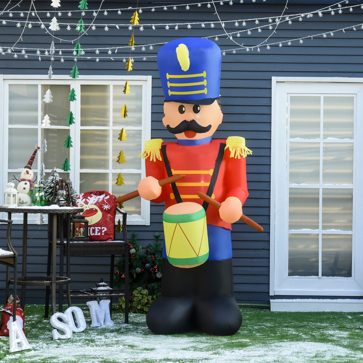 Outdoor Yard Colorful 8ft Inflatable Walnut Soldier Drum Beating with LED Christmas Inflatables   at Gallery Canada