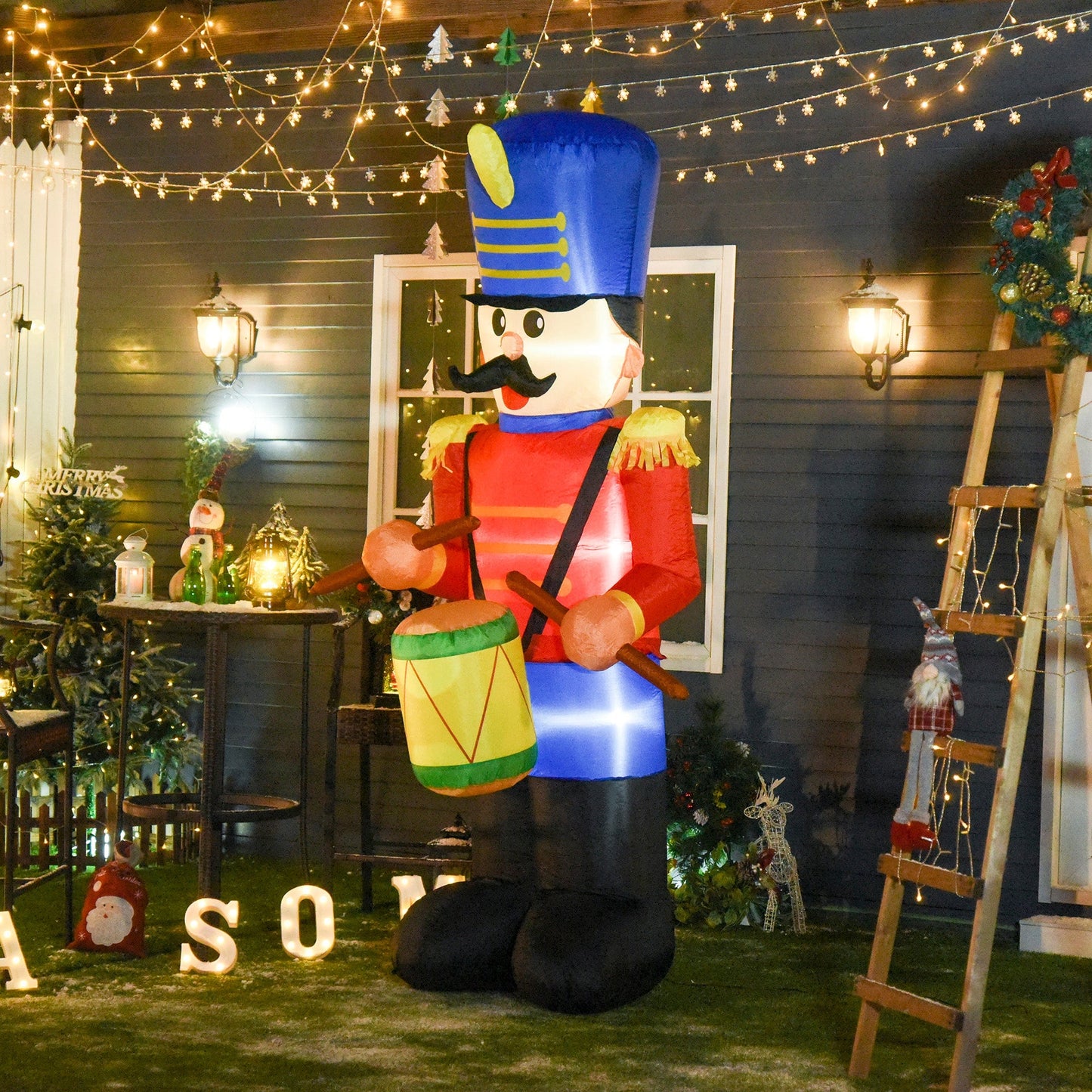 Outdoor Yard Colorful 8ft Inflatable Walnut Soldier Drum Beating with LED Christmas Inflatables   at Gallery Canada