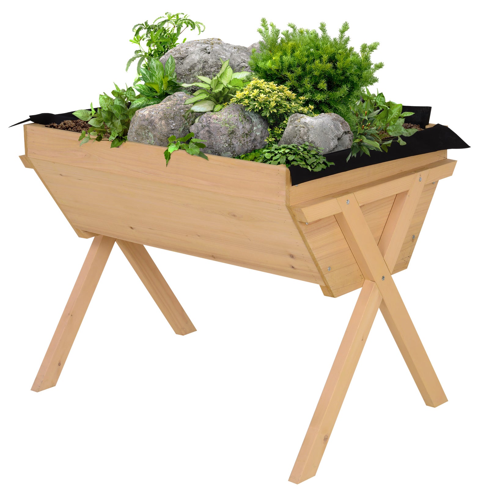 39'' x 28'' Raised Garden Bed with Legs, Elevated Wooden Planter Box with Bed Liner for Vegetables, Flowers Herbs, Backyard Patio Balcony Use Elevated Garden Beds at Gallery Canada
