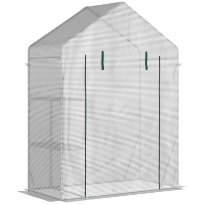 56"x29" Walk-in Greenhouse for Outdoor, Portable Gardening Plant Hot House with 2-Tier Shelf, Roll-Up Zippered Door, PE Cover, Green Walk In Greenhouses Green  at Gallery Canada