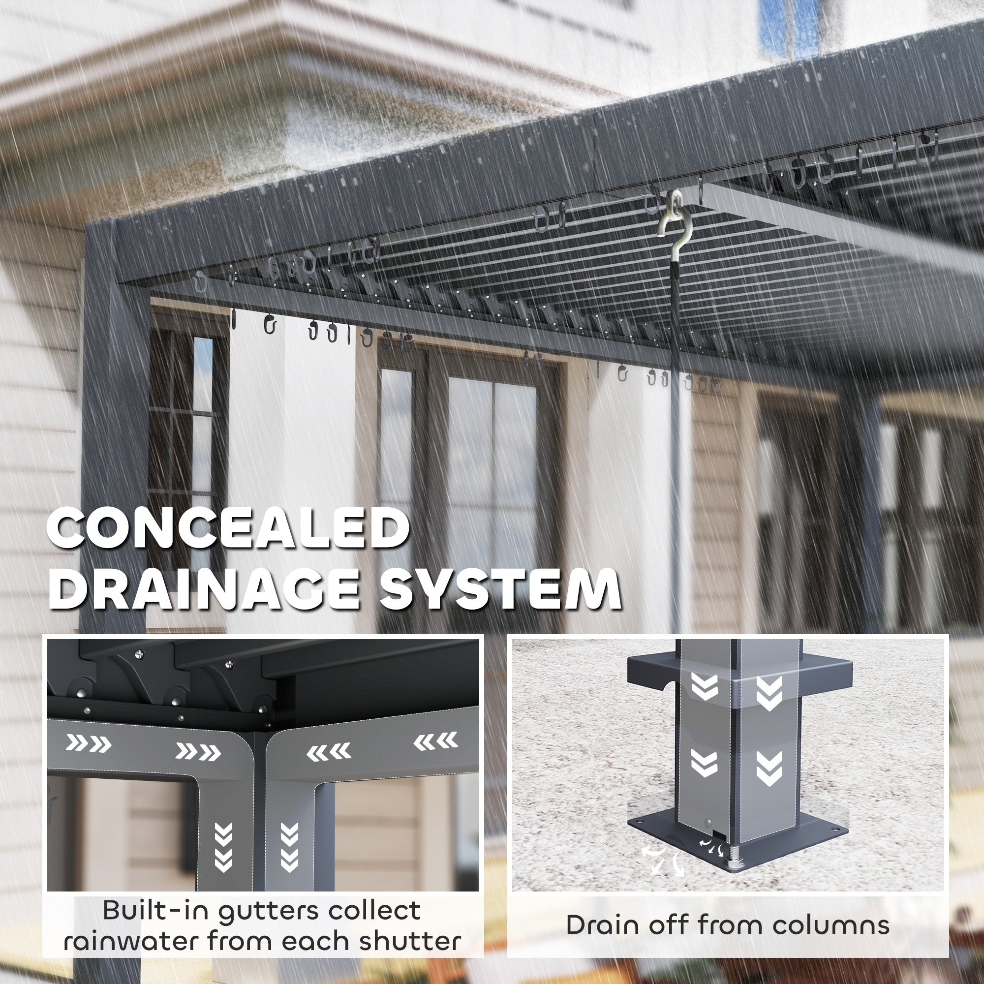 10' x 10' Louvered Pergola with Adjustable Metal Roof and Aluminum Frame, Outdoor Hardtop Gazebo with Drainage System Pergolas at Gallery Canada