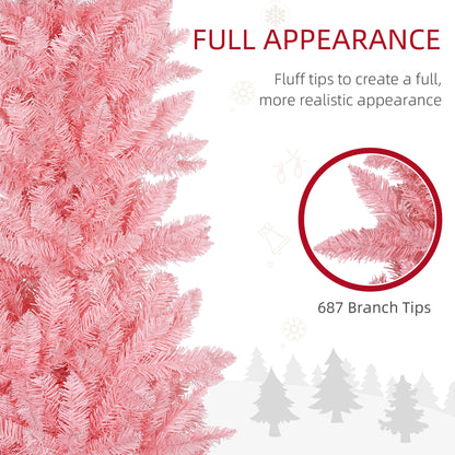 7ft Tall Pencil Artificial Christmas Tree with 687 Branch Tips with Steel Base, Pink Pencil Christmas Trees   at Gallery Canada