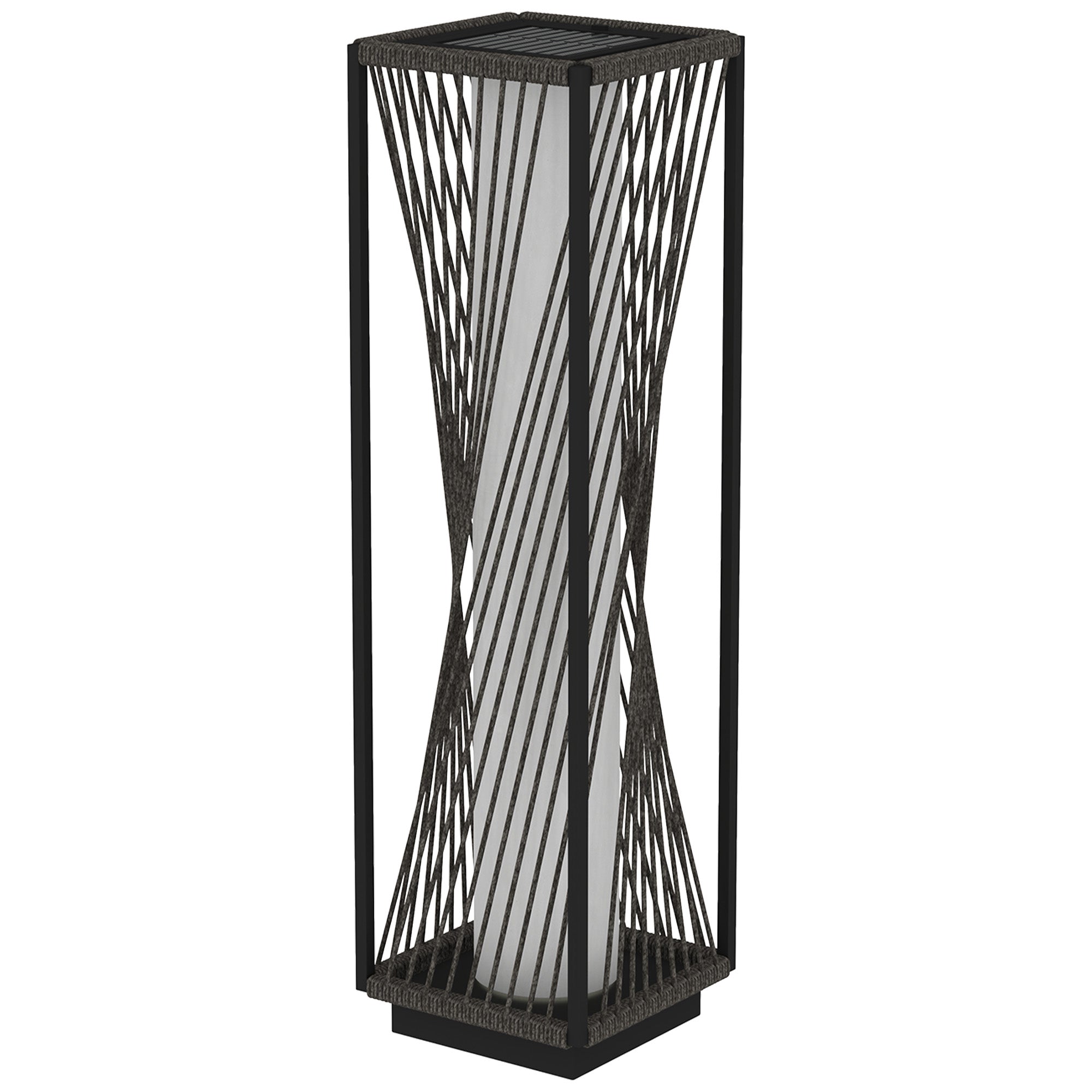 Rattan Solar Floor Lamp, Decorative Outdoor Lamp with Auto On/Off LED Lights, IP44 for Patio, Porch, Pathway, Grey Solar Post Lamps at Gallery Canada