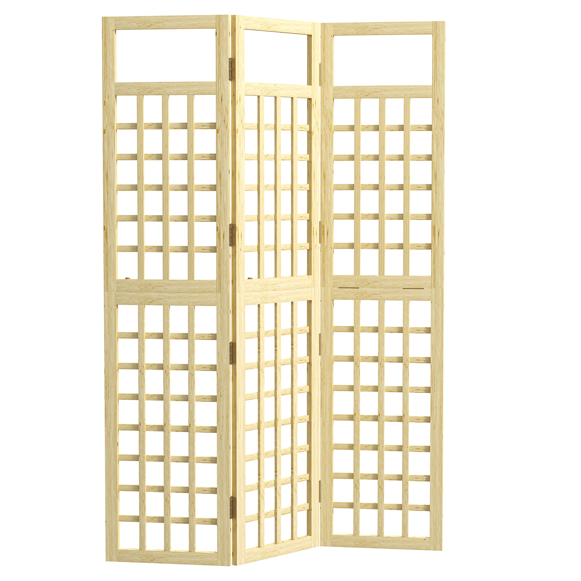 3 Panel Outdoor Wood Privacy Screen, Folding Room Divider/Trellis for Home, Patio, 47.2