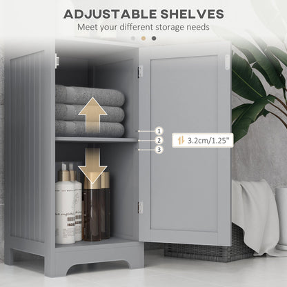 Tall Bathroom Storage Cabinet, Freestanding Tower Cabinet with Adjustable Shelf, 3 Open Shelves, Grey Bathroom Cabinets   at Gallery Canada