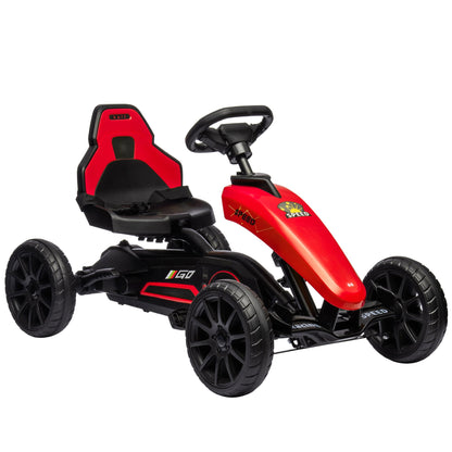 Pedal Go Kart for Kids, Pedal Car with Swing Axle, Adjustable Bucket, Handbrake, 4 EVA Wheels Powered Ride, Indoor Foot Racer, for 3-8 Years Old, Red Pedal Go Karts for Kids Multi Colour  at Gallery Canada