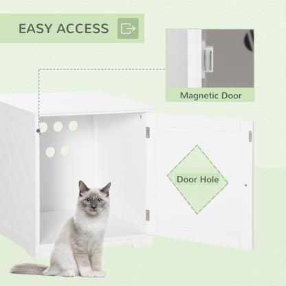 Cat Litter Box Enclosure End Table, Indoor Cat Washroom with Magnetic Door, Hidden Litter Box Nightstand with Large Tabletop, Easy Assembly, White Cat Litter Box Enclosures   at Gallery Canada