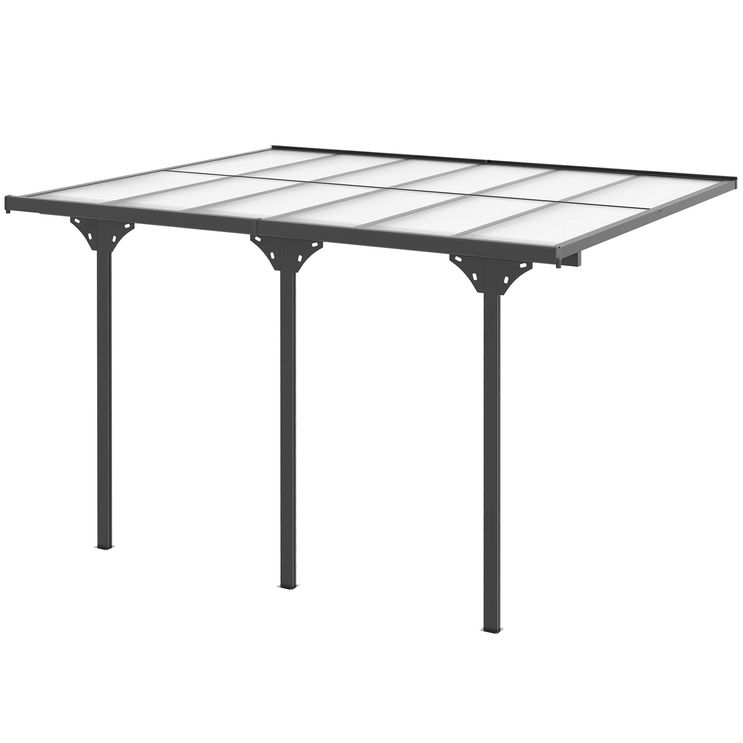 10' x 12' Outdoor Hardtop Pergola Gazebo with Polycarbonate Roof Adjustable Height, Aluminum Frame, UV Protection, Grey Pergolas at Gallery Canada