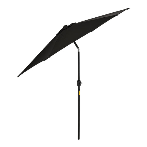 8.5' Round Aluminum Patio Umbrella Garden Parasol Market Sunshade Tilt Canopy w/ 6 Ribs, Crank Handle, Black
