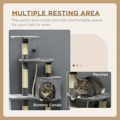 44Inch Scratching Cat Tree Multi Level Activity Center Kitty Condo Furniture Post Grey Floor to Ceiling Cat Trees   at Gallery Canada