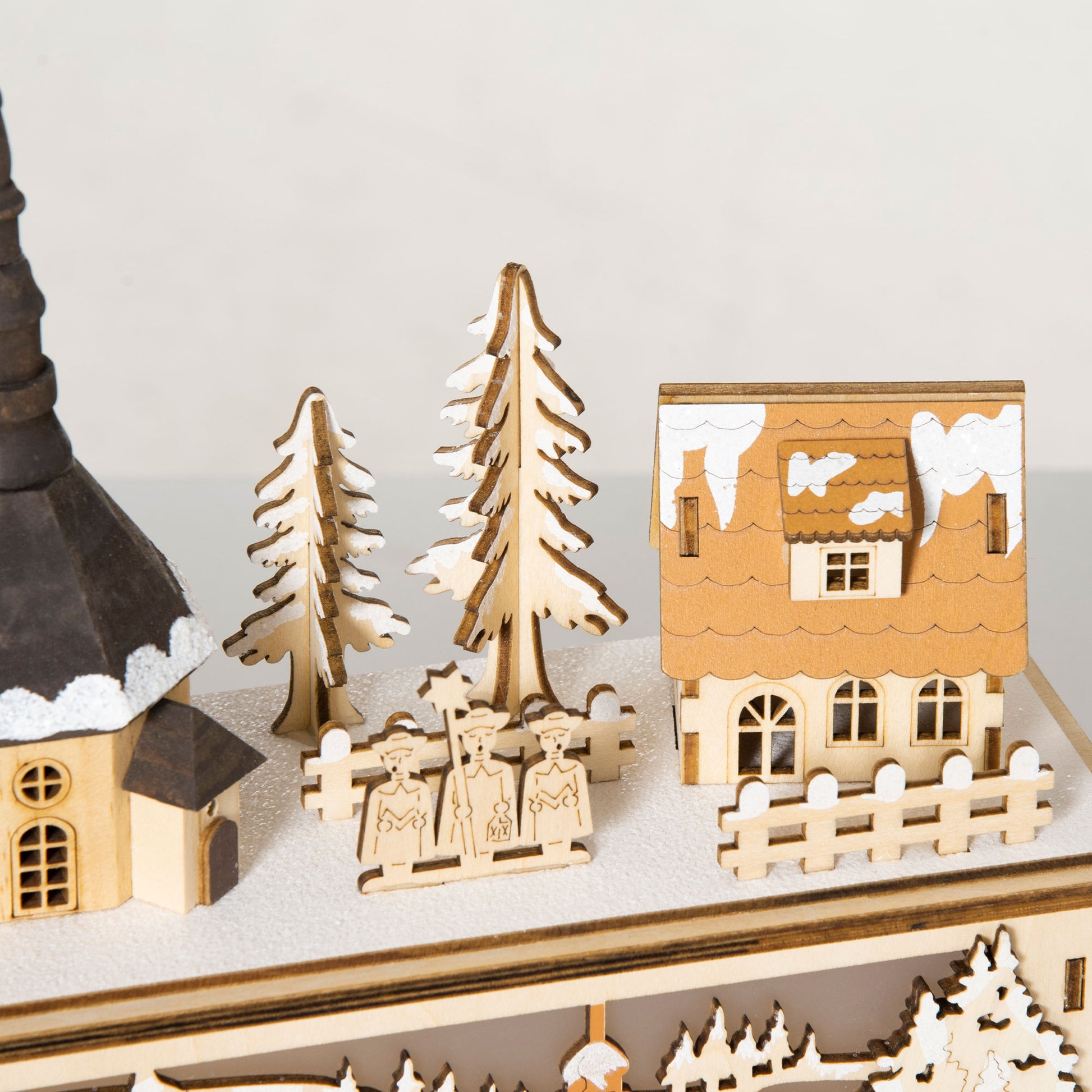 Desktop Christmas Decoration, Christmas Village Houses with Church, Windmill Battery Operated, Natural Wood Christmas Village Houses   at Gallery Canada