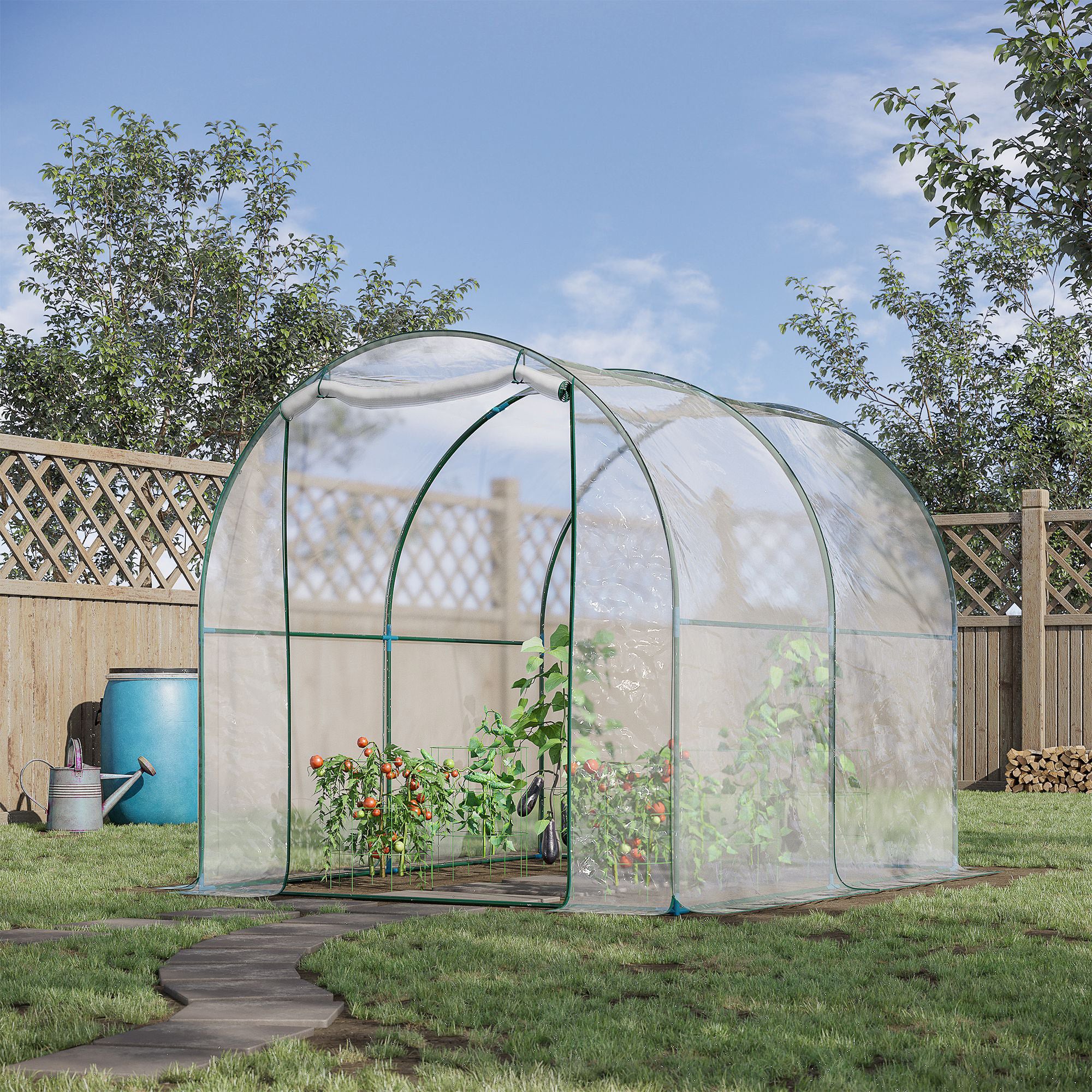 6.6' x 8.2' x 6.6' Dome Tunnel Greenhouse Plant Shed Garden Hot House Growing Tent w/ Roll Up Door, Transparent Tunnel Greenhouses at Gallery Canada